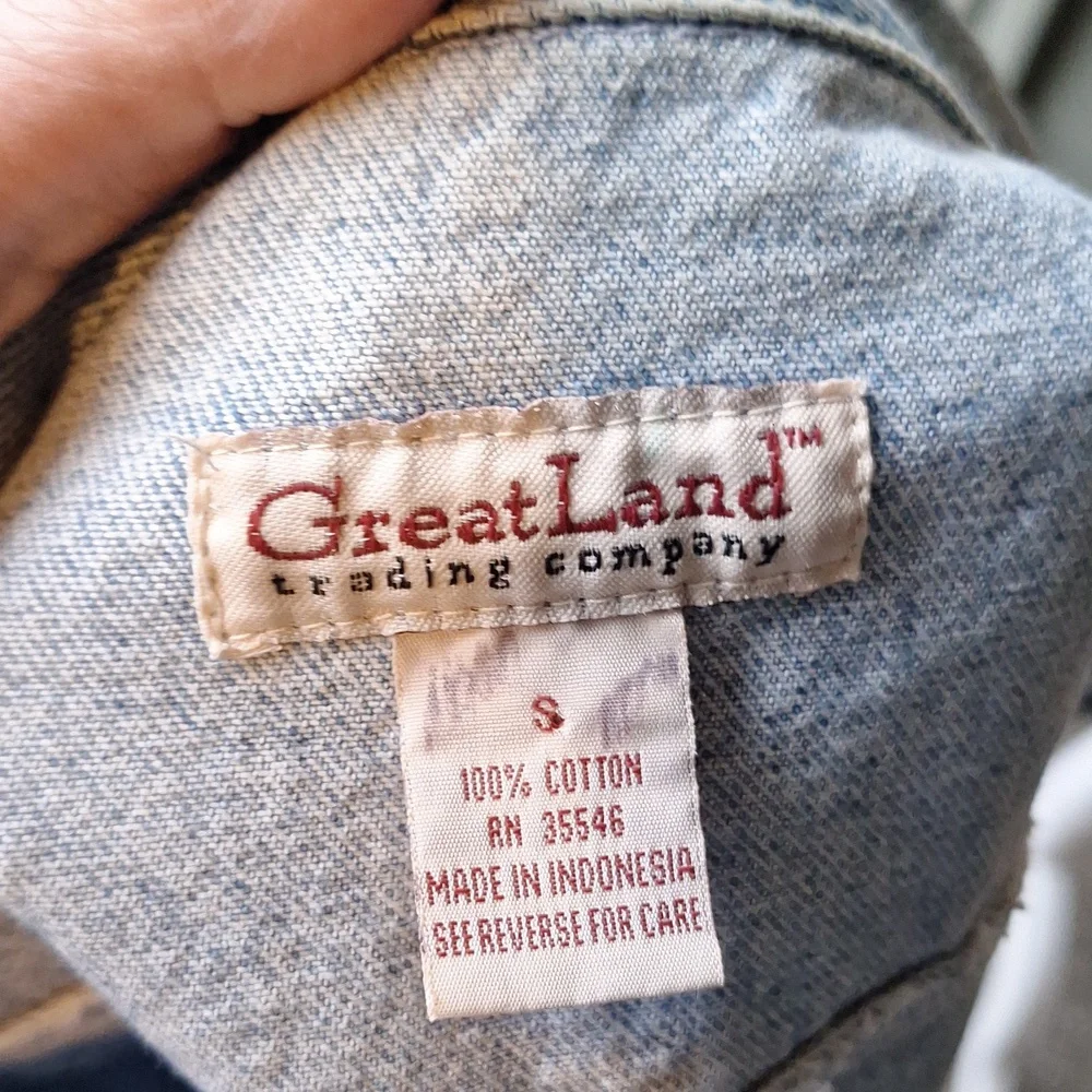 Vintage 90s Great Land trading company cropped denim vest size small - Picture 9 of 11
